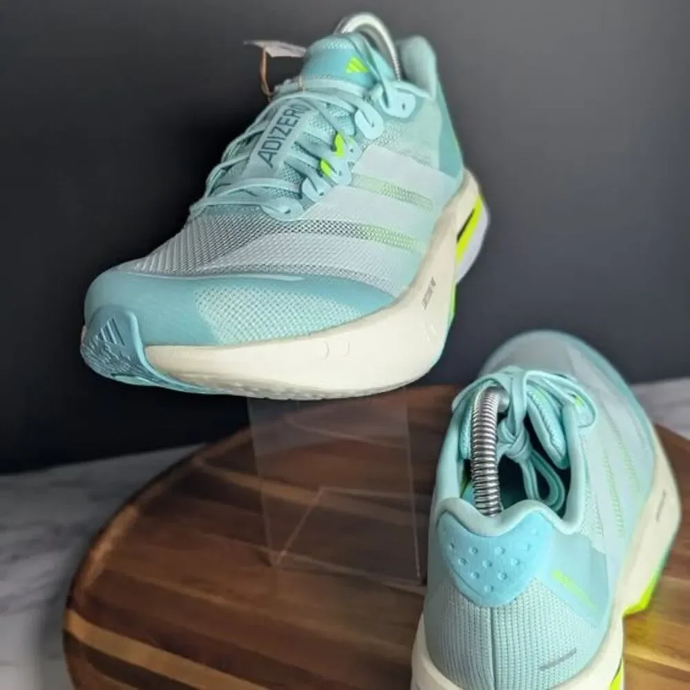 Women Adidas Adizero Boston 13 Flash Aqua Mint Teal White JS4957 Size 9